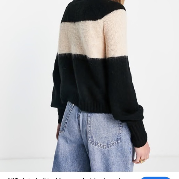 All Saints Black and Cream Striped Sweater - Picture 2 of 6